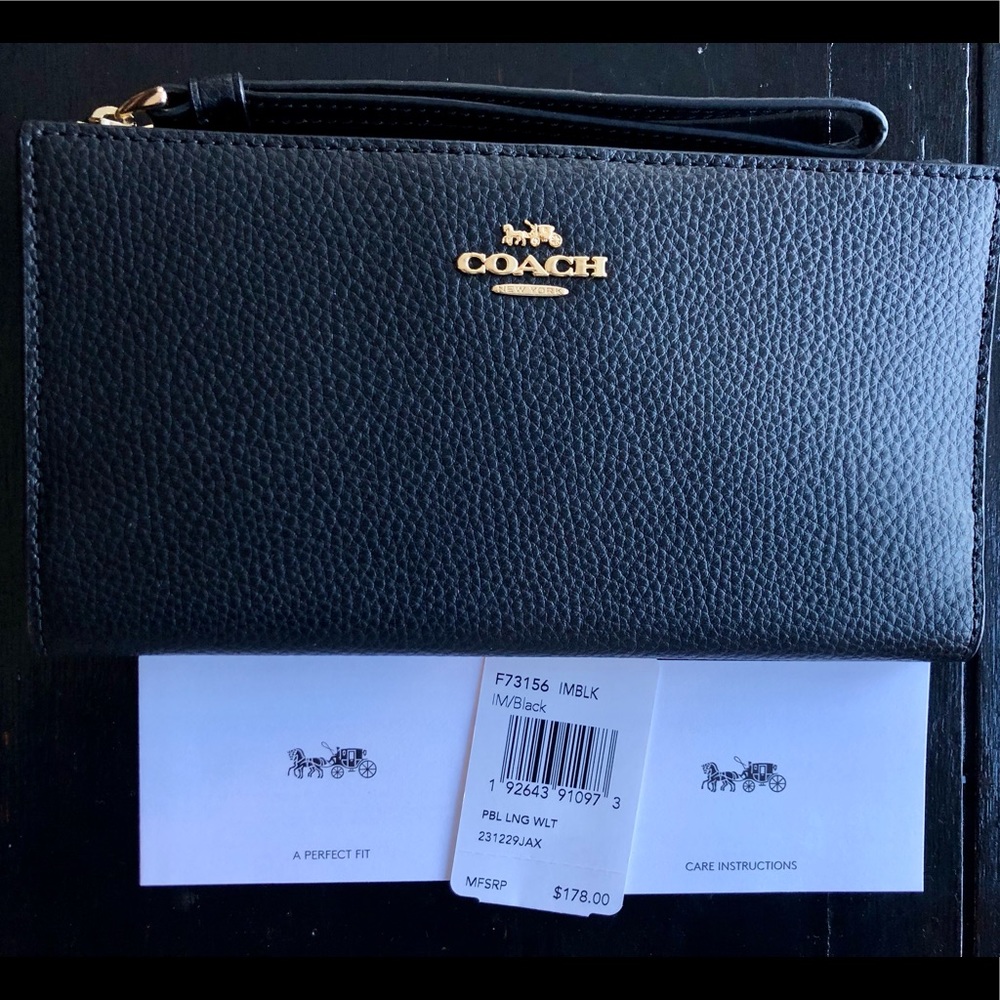 NWT Coach F73156 Pebble Leather Long Wallet